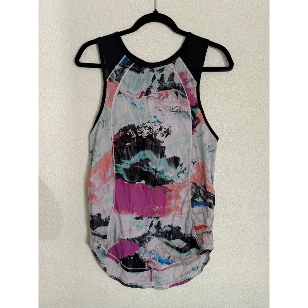 Lululemon Sculpt Tank Top Multicolor Abstract Print Mesh Back Running Gym